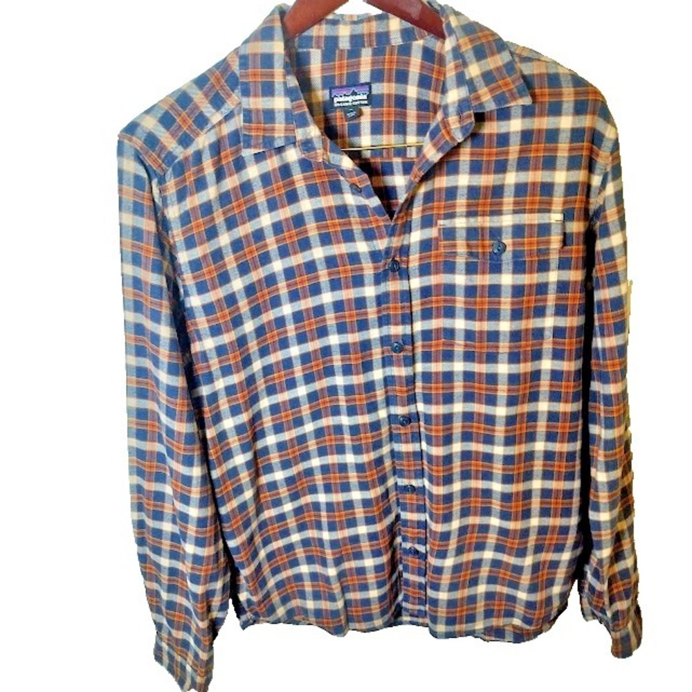 Patagonia Men's Plaid Button-Up Shirt, Size M, Organic‎ Cotton, Long Sleeve